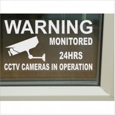 6 x Large-150x87mm-Warning Window Stickers-Monitored by CCTV Video Recording In Operation 24hrs-Camera Security-Self Adhesive Vinyl Signs 